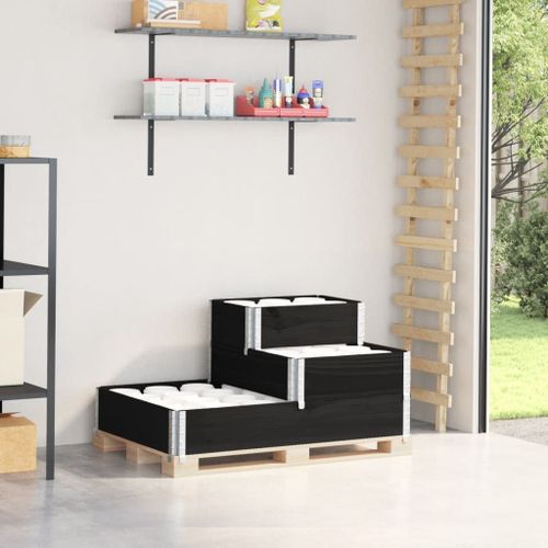 Vidaxl Collier De Palette À 3 Niveaux Noir 120x80cm Bois De Pin Massif