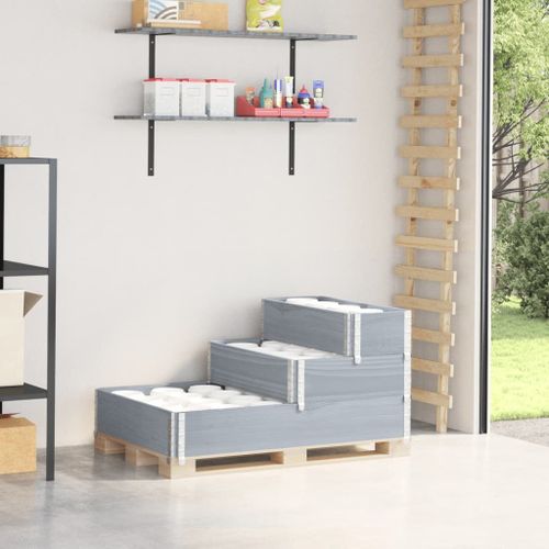 Vidaxl Collier De Palette À 3 Niveaux Gris 120x80cm Bois De Pin Massif