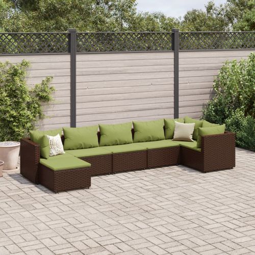 Vidaxl Salon De Jardin Avec Coussins 7 Pcs Marron Résine Tressée