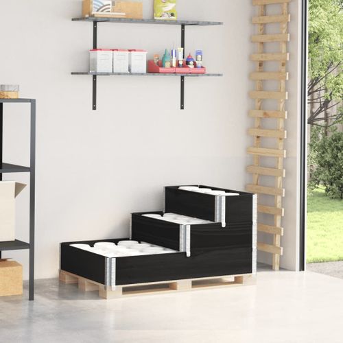 Vidaxl Collier De Palette À 3 Niveaux Noir 120x80cm Bois De Pin Massif