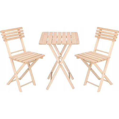 Springos® Meubles En Bois Pour Le Jardin, Le Balcon. Deux Chaises Et Une Table. Ensemble De Meubles De Jardin, Pliants.