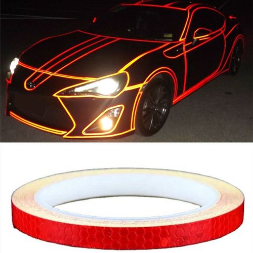 Bande Réfléchissante,Rouge--Autocollant Voiture Stickers Rouge 2 Cm/8 M