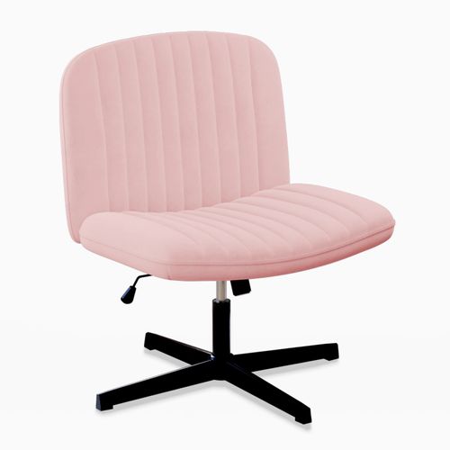 Chaise De Bureau À 360° | Tissu En Velours | Fonction Élévatrice Et Inclinable | Design Coquillage | Rose