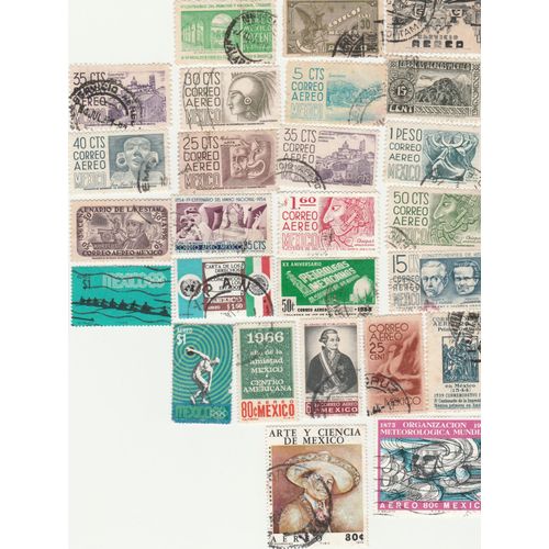 26 Timbres Oblitérés Du Mexique Emis Entre 1934 Et 1975