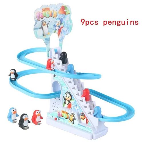 Piste De Course Sur Rail Électrique Pour Enfant,Jouet À Monter Soi-Même,Escalade Des Escaliers,Cochon Pingouins,Musique,Montagnes Russes Électriques,Cadeau - Type 9pig Penguins