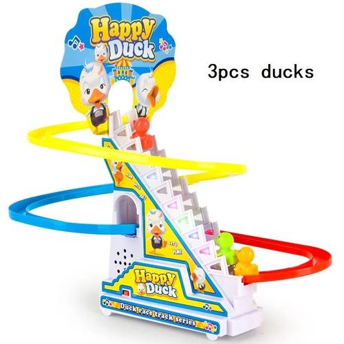 Piste De Course Sur Rail Électrique Pour Enfant,Jouet À Monter Soi-Même,Escalade Des Escaliers,Cochon Pingouins,Musique,Montagnes Russes Électriques,Cadeau - Type 3pcs Ducks