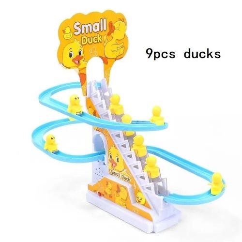 Piste De Course Sur Rail Électrique Pour Enfant,Jouet À Monter Soi-Même,Escalade Des Escaliers,Cochon Pingouins,Musique,Montagnes Russes Électriques,Cadeau - Type 9pcs Ducks