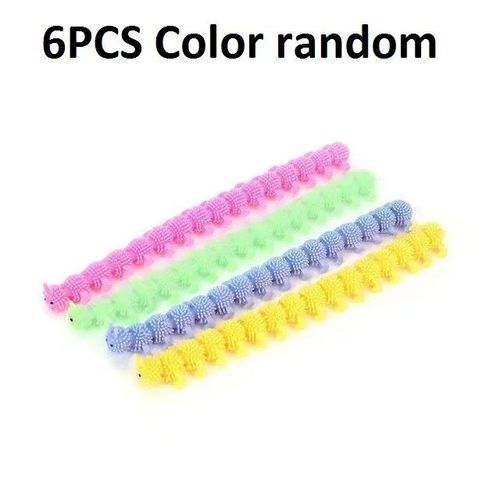 Funny Nairobi Orn Rib Worm Nrelucket Fidget Toys,Corde Commandée,Tpr,Anti-Souligné,String Toys,Through Instituts,Mm,Tsm,Vent Toy,6pcs - Type 6pcs Caterpillar