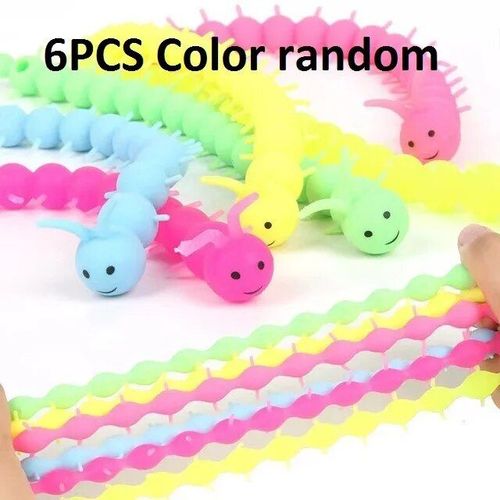 Funny Nairobi Orn Rib Worm Nrelucket Fidget Toys,Corde Commandée,Tpr,Anti-Souligné,String Toys,Through Instituts,Mm,Tsm,Vent Toy,6pcs - Type 6pcs Bug