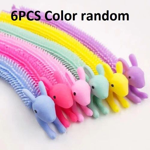 Funny Nairobi Orn Rib Worm Nrelucket Fidget Toys,Corde Commandée,Tpr,Anti-Souligné,String Toys,Through Instituts,Mm,Tsm,Vent Toy,6pcs - Type 6pcs Rabbit
