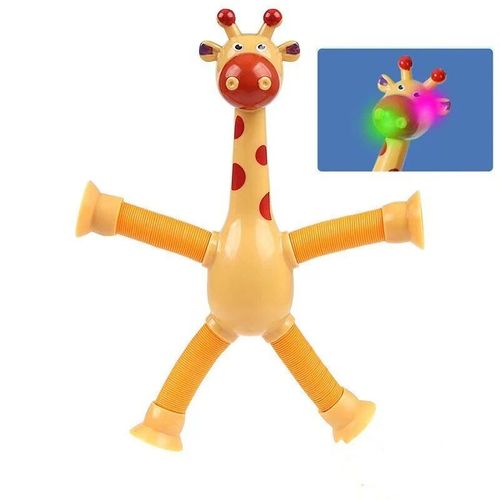 Jouets De Girafe À Ventouse Pour Enfants,Jouets Avec Lumière,Jouet De Girafe Télescopique,Soufflet Mentaires Oriel,Jouet À Presser Anti-Stress,4 Pièces,1 Pièce - Type Yellow-With Light