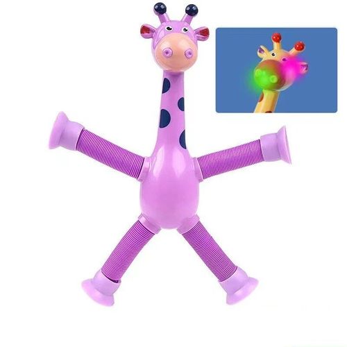 Jouets De Girafe À Ventouse Pour Enfants,Jouets Avec Lumière,Jouet De Girafe Télescopique,Soufflet Mentaires Oriel,Jouet À Presser Anti-Stress,4 Pièces,1 Pièce - Type Purple-With Light