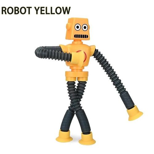 Jouet À Ventouse Girafe Télescopique Pour Enfants,Tube Aléatoire Populaire,Jouet Fidget De Décompression,Soufflet Mentaires Oriel,Jouet Anti-Compression - Type Robot Yellow