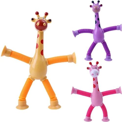 Jouets À Ventouse Pour Enfants,Tubes Pop,Souligné,Instituts,Télescopique,Girafe,Jouet Fidget,Soufflet Mentaires Oriel,Anti-Stress,Presser,Enfant,Garçon,Fille - Type Yellow Purple Pink