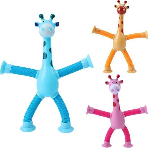Jouets À Ventouse Pour Enfants,Tubes Pop,Souligné,Instituts,Télescopique,Girafe,Jouet Fidget,Soufflet Mentaires Oriel,Anti-Stress,Presser,Enfant,Garçon,Fille - Type Blue Pink Yellow