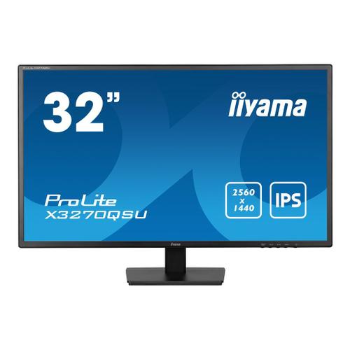 iiyama ProLite X3270QSU-B1 - Écran LED - 32" (31.5" visualisable) - 2560 x 1440 WQHD @ 100 Hz - IPS - 250 cd/m² - 1200:1 - 3 ms - 2xHDMI, DisplayPort - haut-parleurs - noir mat