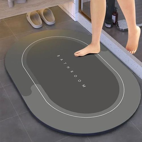 Polymères De Bain De Douche Super Absorbants,Tapis Antidérapant,Simple,Entrée De Cuisine,Porte Douce,Côté Baignoire,Décoration D'intérieur - Type Dark Gray Ellipse-40x60cm