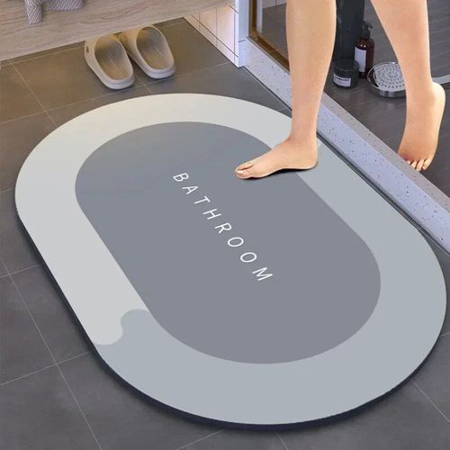 Polymères De Bain De Douche Super Absorbants,Tapis Antidérapant,Simple,Entrée De Cuisine,Porte Douce,Côté Baignoire,Décoration D'intérieur - Type Light Grey Ellipse-40x60cm