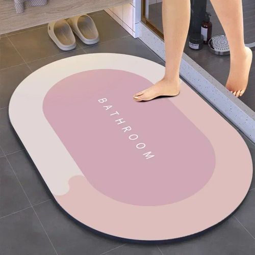 Polymères De Bain De Douche Super Absorbants,Tapis Antidérapant,Simple,Entrée De Cuisine,Porte Douce,Côté Baignoire,Décoration D'intérieur - Type Pink Ellipse-40x60cm #B