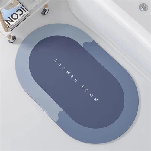 Polymères De Bain De Douche Super Absorbants,Tapis Antidérapant,Doux,Simple,Cuisine,Porte D'entrée,Côté Baignoire,Décoration D'intérieur - Type Blue Ellipse-40cmx60cm