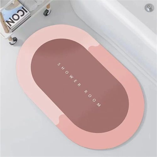 Polymères De Bain De Douche Super Absorbants,Tapis Antidérapant,Doux,Simple,Cuisine,Porte D'entrée,Côté Baignoire,Décoration D'intérieur - Type Pink Ellipse-40cmx60cm