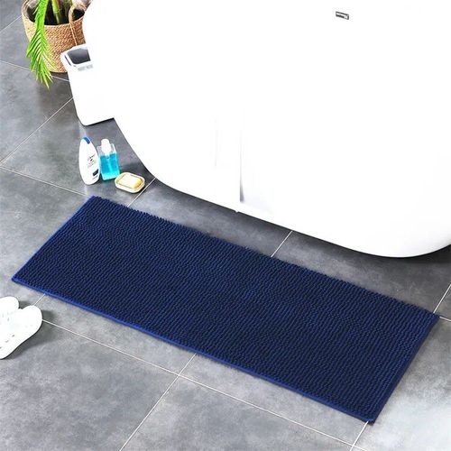 Tapis en chenille non ald pour absorption d'eau latérale de baignoire,polymère de bain,tapis de sol de toilette,longue taille,50x120 cm,50x140cm - Type Bleu profond-50x140cm
