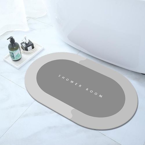Polymères De Bain De Douche Super Absorbants,Tapis Antidérapant,Simple,Entrée De Cuisine,Porte Douce,Côté Baignoire,Décoration D'intérieur - Type Grey Ellipse-40x60cm