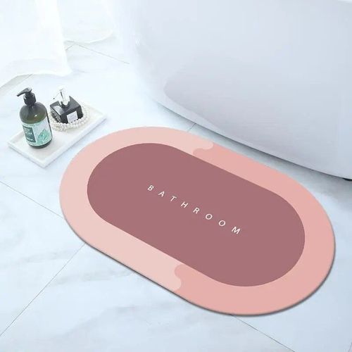 Polymères De Bain De Douche Super Absorbants,Tapis Antidérapant,Simple,Entrée De Cuisine,Porte Douce,Côté Baignoire,Décoration D'intérieur - Type Pink Ellipse-40x60cm #A