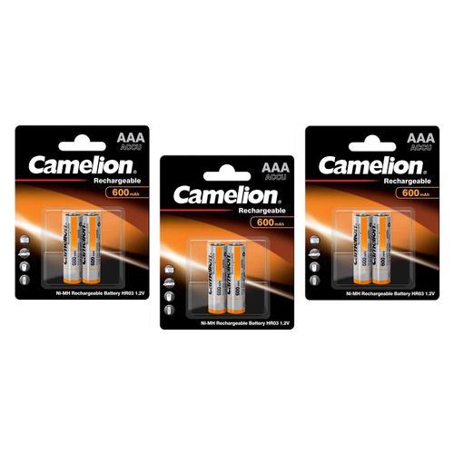 Camelion Lot de 5 Blisters de 2 Batterie Rechargeable Accus R03 / AAA / 600 mAh 1,2V