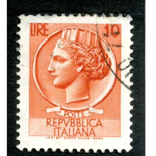 Timbre Oblitéré Poste Repubblica Italiana, Lire 10