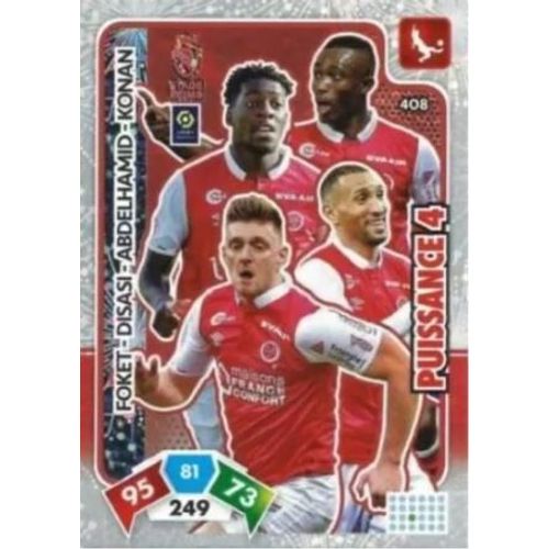 408 Thomas Foket / Axel Disasi / Yunis Abdelhamid / Ghistain Konan - Stade De Reims - Puissance 4 - Panini Adrenalyn Xl Ligue 1 - 2020-2021 Carte Football