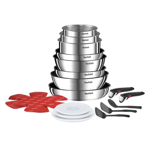 Tefal Ingenio Batterie De Cuisine 20 Pièces, Poêles, Casseroles, 2 Poignées Amovibles, Induction, Revêtement Antiadhésif, Empilable, Compatible Lave-Vaisselle, Emotion L897sk04