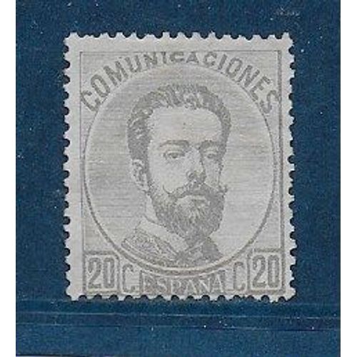 Espagne Royaume 1872 : Amédée 1er (1845-1890) - Timbre 20 C. Gris-Violet Oblitéré Cote 85 