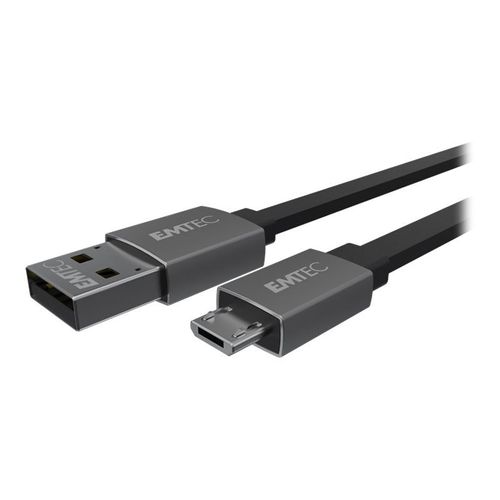 EMTEC T700 - Câble USB - USB type A (M) pour Micro-USB de type B (M) - 2.4 A - 1.2 m - plat