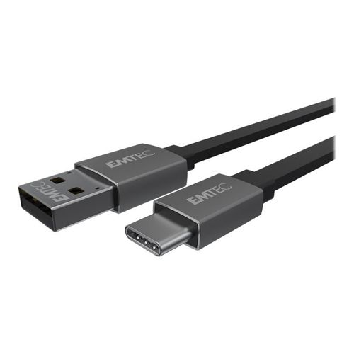EMTEC T700 - Câble USB - USB type A (M) pour 24 pin USB-C (M) - 3 A - 1.2 m - plat