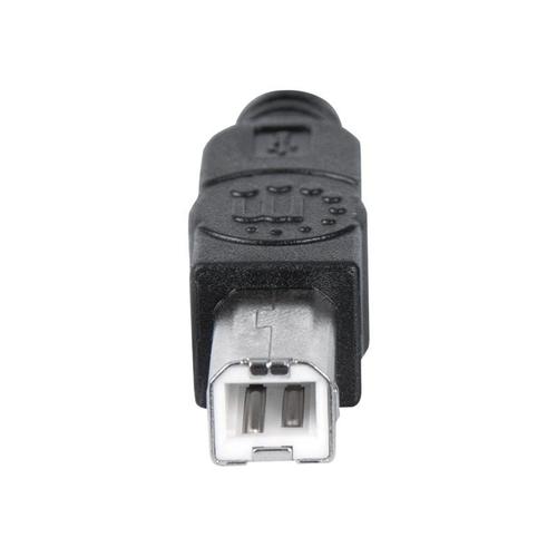 Manhattan USB-A to USB-B Cable, 5m, Male to Male, 480 Mbps (USB 2.0), Hi-Speed USB, Black, Lifetime Warranty, Polybag - Câble USB - USB (M) pour USB type B (M) - USB 2.0 - 5 m - moulé - noir