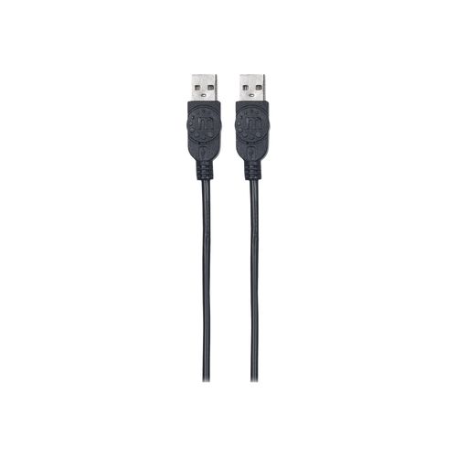 Manhattan USB-A to USB-A Cable, 0.5m, Male to Male, 480 Mbps (USB 2.0), Hi-Speed USB, Black, Lifetime Warranty, Polybag - Câble USB - USB (M) pour USB (M) - USB 2.0 - 50 cm - noir