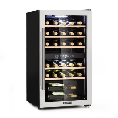 Cave à vin de service - Klarstein Vinamour 29D - 2 zones pour 29 bouteilles / 80l - 41 db - inox brossé - Noir