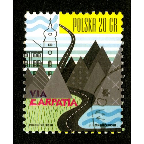 Timbre Oblitéré Polska 20 Gr, Via Carpatia, 2018