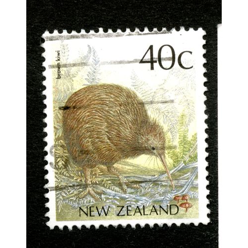 Timbre Oblitéré New Zealand, Brown Kiwi, 40 C