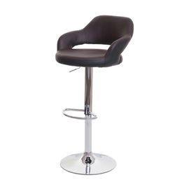 Tabouret De Bar Hwc-F16, Tabouret Pivotant, Avec Dossier Simili Cuir   Brun-Noir