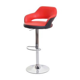 Tabouret De Bar Hwc-F16, Tabouret Pivotant, Avec Dossier Simili Cuir   Rouge-Noir
