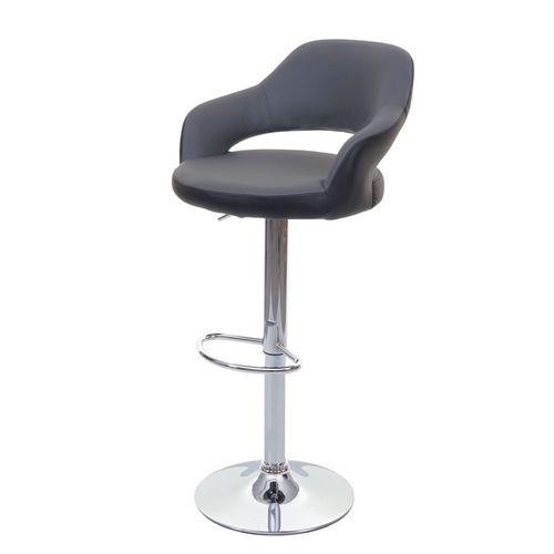 Tabouret De Bar Hwc-F16, Tabouret Pivotant, Avec Dossier Simili Cuir   Gris-Noir