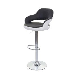 Tabouret De Bar Hwc-F16, Tabouret Pivotant, Avec Dossier Simili Cuir   Noir-Blanc