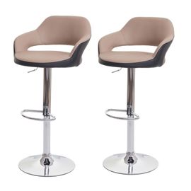 2x Tabouret De Bar Hwc-F16, Tabouret Pivotant, Avec Dossier Simili Cuir   Taupe-Noir