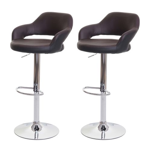 2x Tabouret De Bar Hwc-F16, Tabouret Pivotant, Avec Dossier Simili Cuir   Brun-Noir