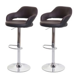 2x Tabouret De Bar Hwc-F16, Tabouret Pivotant, Avec Dossier Simili Cuir   Brun-Noir