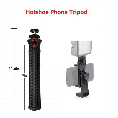 Téléphone Hotshoe Trépied - Trépied pour téléphone portable, mini trépied pour appareil photo flexible avec support pour téléphone portable et adaptateur pour trépied pour appareil photo pour smartphone Actioncam