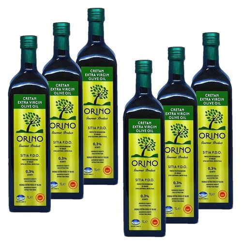 Lot 6x Huile D'olive Bio Grecque Extra Vierge Aop - Orino - Bouteille 1l