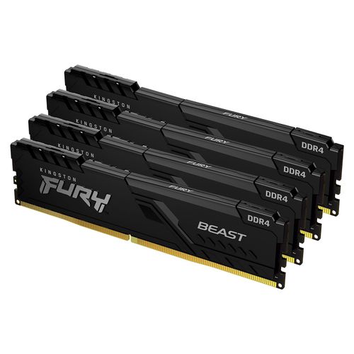 Kingston FURY Beast - DDR4 - kit - 128 Go: 4 x 32 Go - DIMM 288 broches - 3600 MHz / PC4-28800 - CL18 - 1.35 V - mémoire sans tampon - non ECC - noir